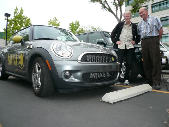 Paul Scott of Plug-In America and Wally Ripple of AC Propulsion w/new Mini E